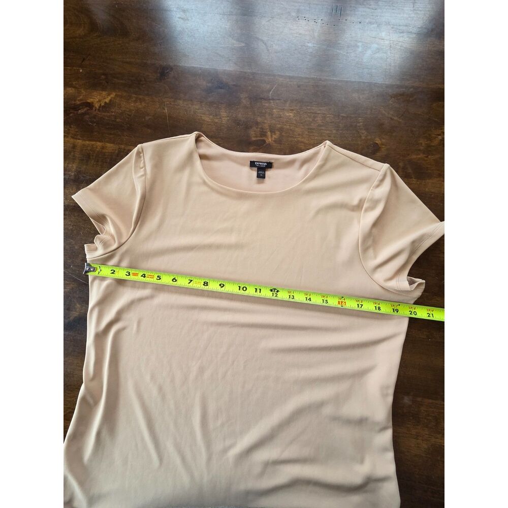 Express Body Contour Blush Pink Stretch Knit Short Sleeve Sculpting Top XL - Picture 6 of 8